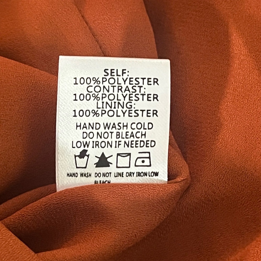 Pink Lily Womens Top Burnt Orange Sheer Balloon Sleeve Fall Long Sleeve Small - Picture 8 of 8